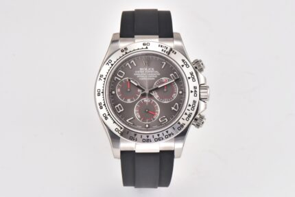 Rolex Daytona Chronograph Grey Arabic Dial Steel Bezel Black Rubber Strap 7750/4130 Movement