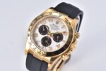Rolex Daytona Chronograph White&Black Arabic Dial Yellow Gold Bezel&Case Black Rubber Strap 7750/4130 Movement - Image 2