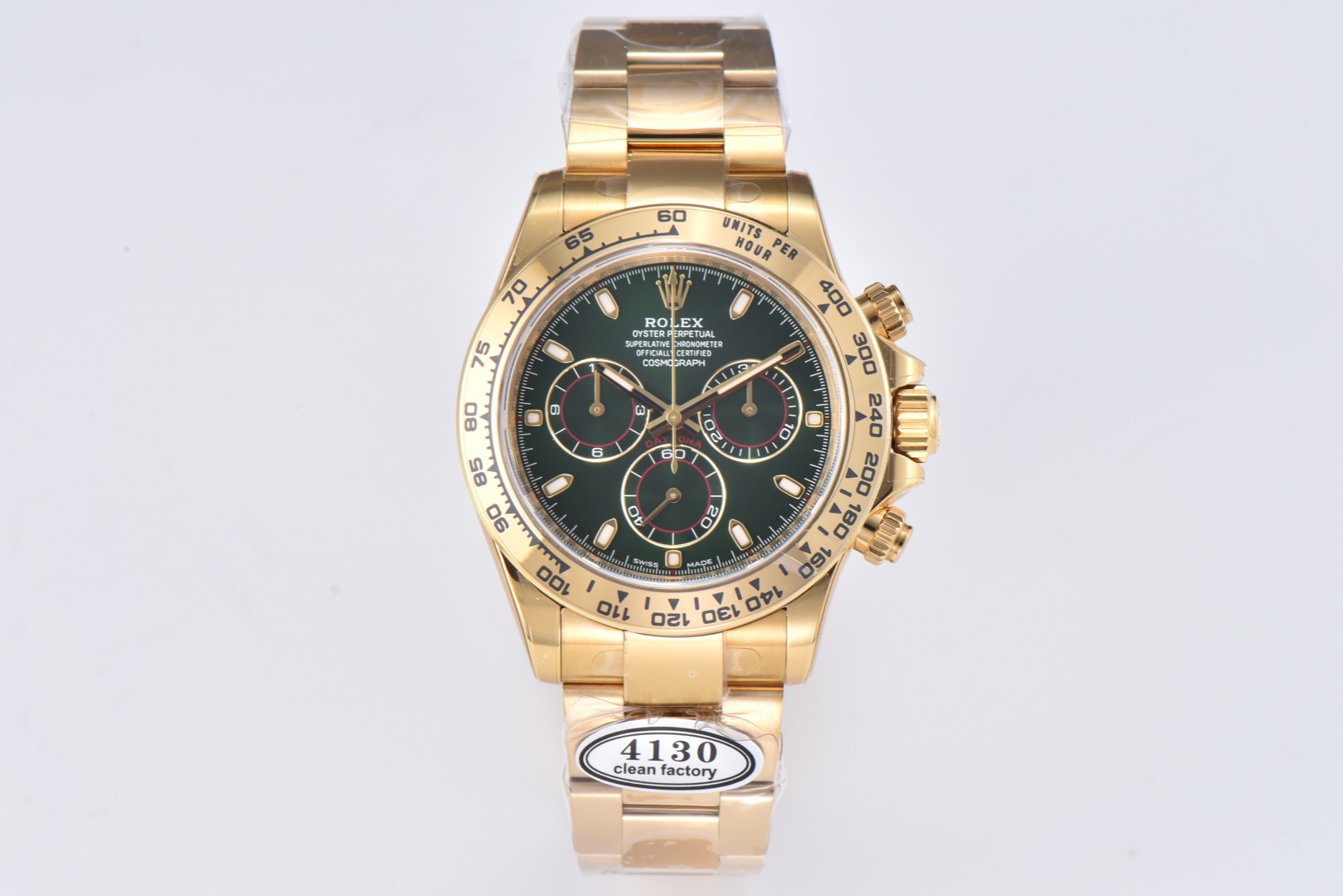 o_1ggv12dmc17gm8gg15mv1mo5157i27b.jpg.jpg Rolex Daytona Chronograph Green Dial Yellow Gold Bezel&Case&Bracelet 7750/4130 Movement - Image 1