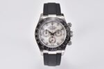 Rolex Daytona Chronograph White Mica Diamond Dial Black Ceramic Bezel Black Rubber Strap 7750/4130 Movement